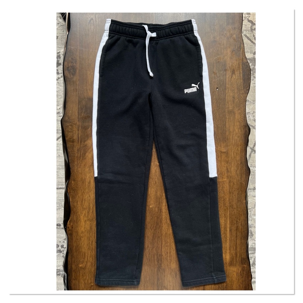PUMA Boys Black/White Sweatpants